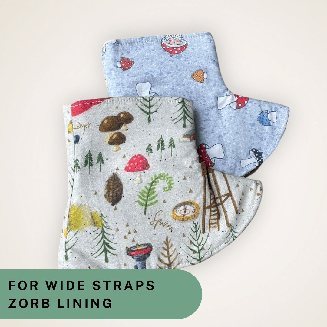 Camping and Mushroom Kids - Organic Wide Strap Corner Covers with Zorb Lining RTS - Timber Stitches