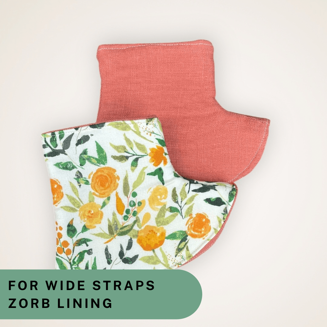 Floral and Orange Linen - Wide Strap Corner Covers with Zorb Lining RTS - Timber Stitches