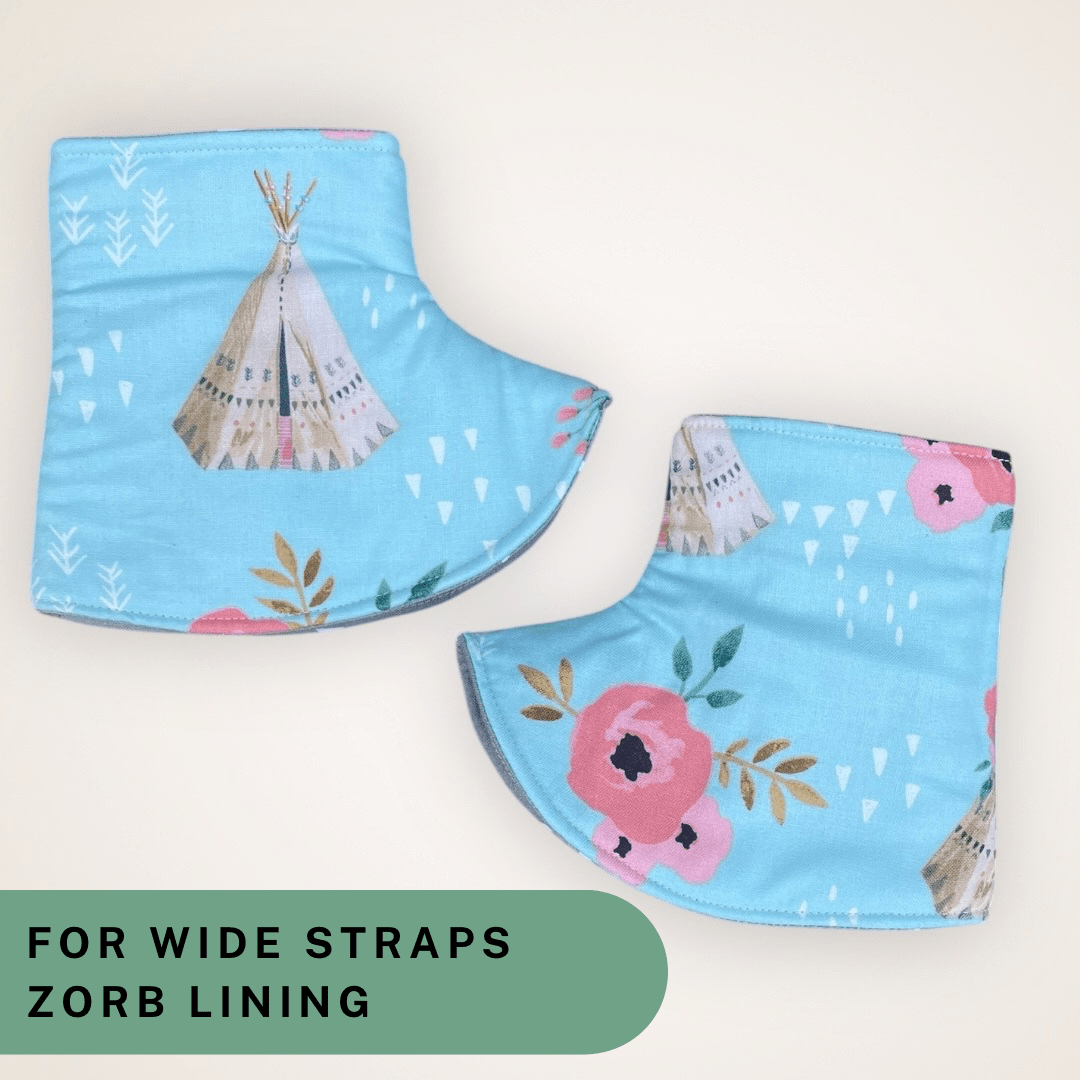 Gray Triangles and Teepee Floral - Wide Strap Corner Covers with Zorb Lining RTS - Timber Stitches