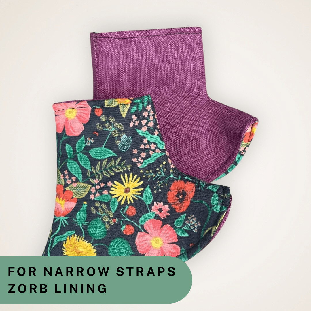 Poppy Fields and Plum Linen - Narrow Strap Corner Covers with Zorb Lining RTS - Timber Stitches