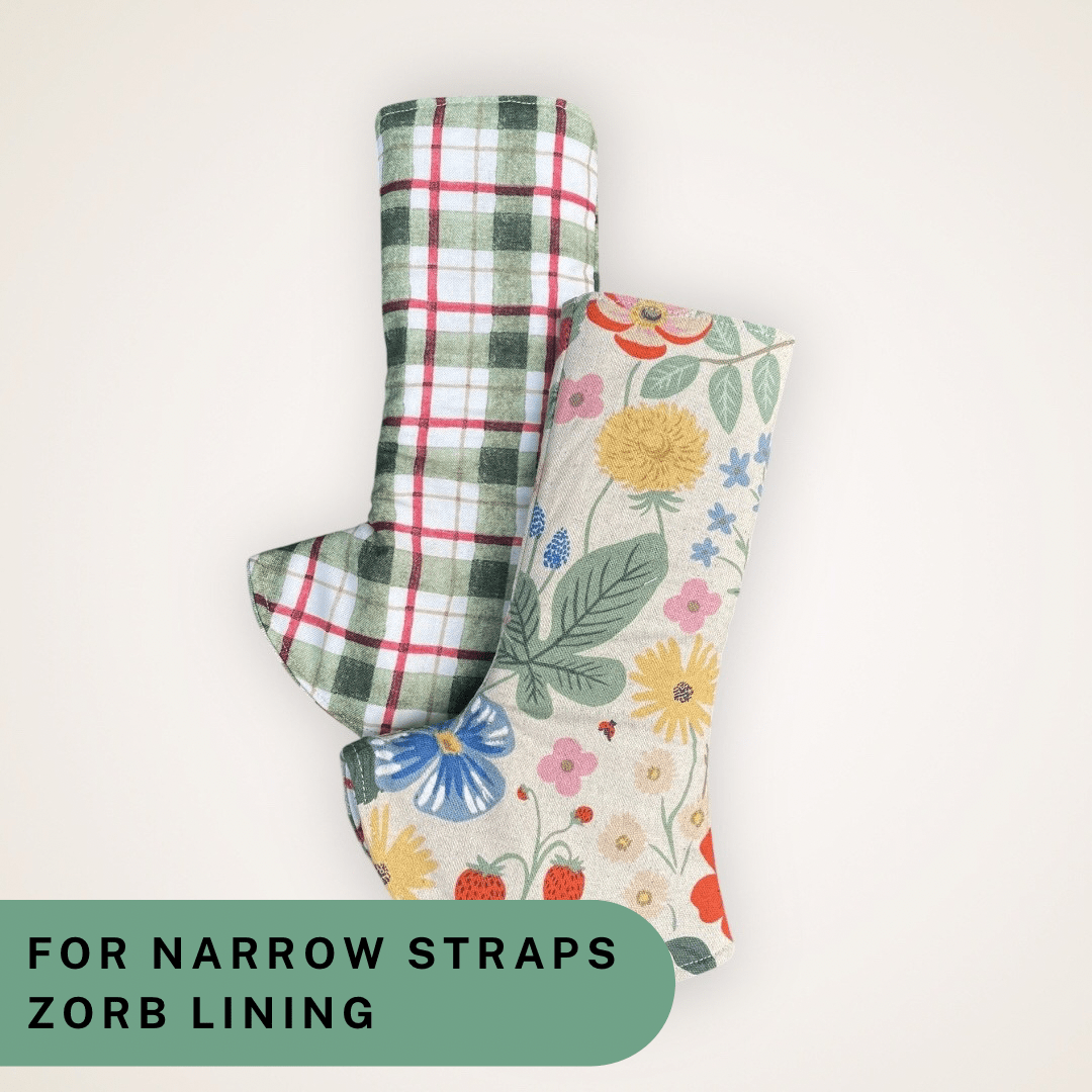 Strawberry Fields and Plaid - Narrow Strap Suck Pads with Zorb Lining RTS - Timber Stitches
