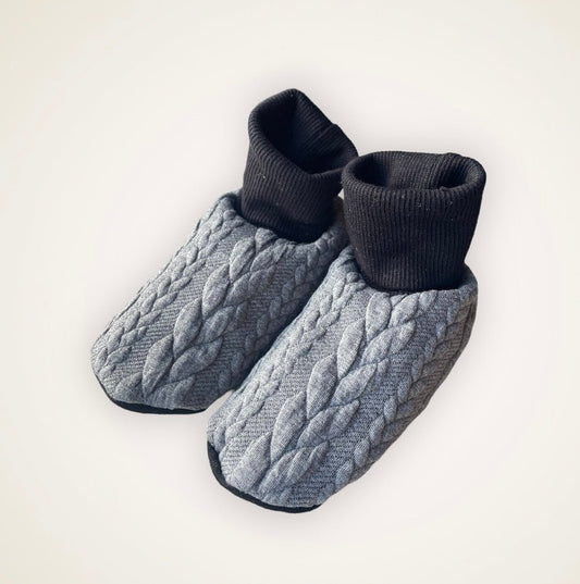 Gray Sweater Slip On Booties - Child Sized with 7” Sole - Timber Stitches
