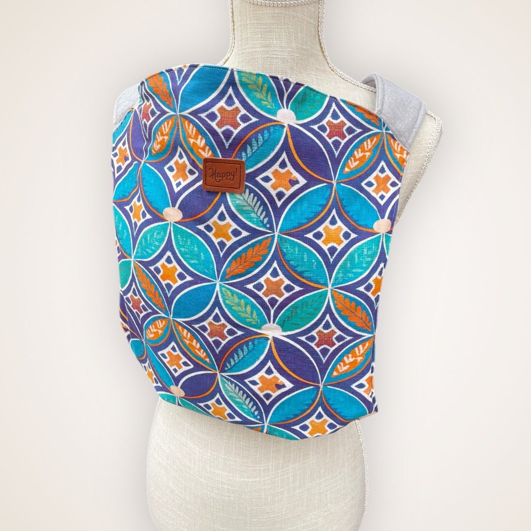 Blue Tile Overlay on Happy Baby Onbuhimo - Completed Overlay - Timber Stitches