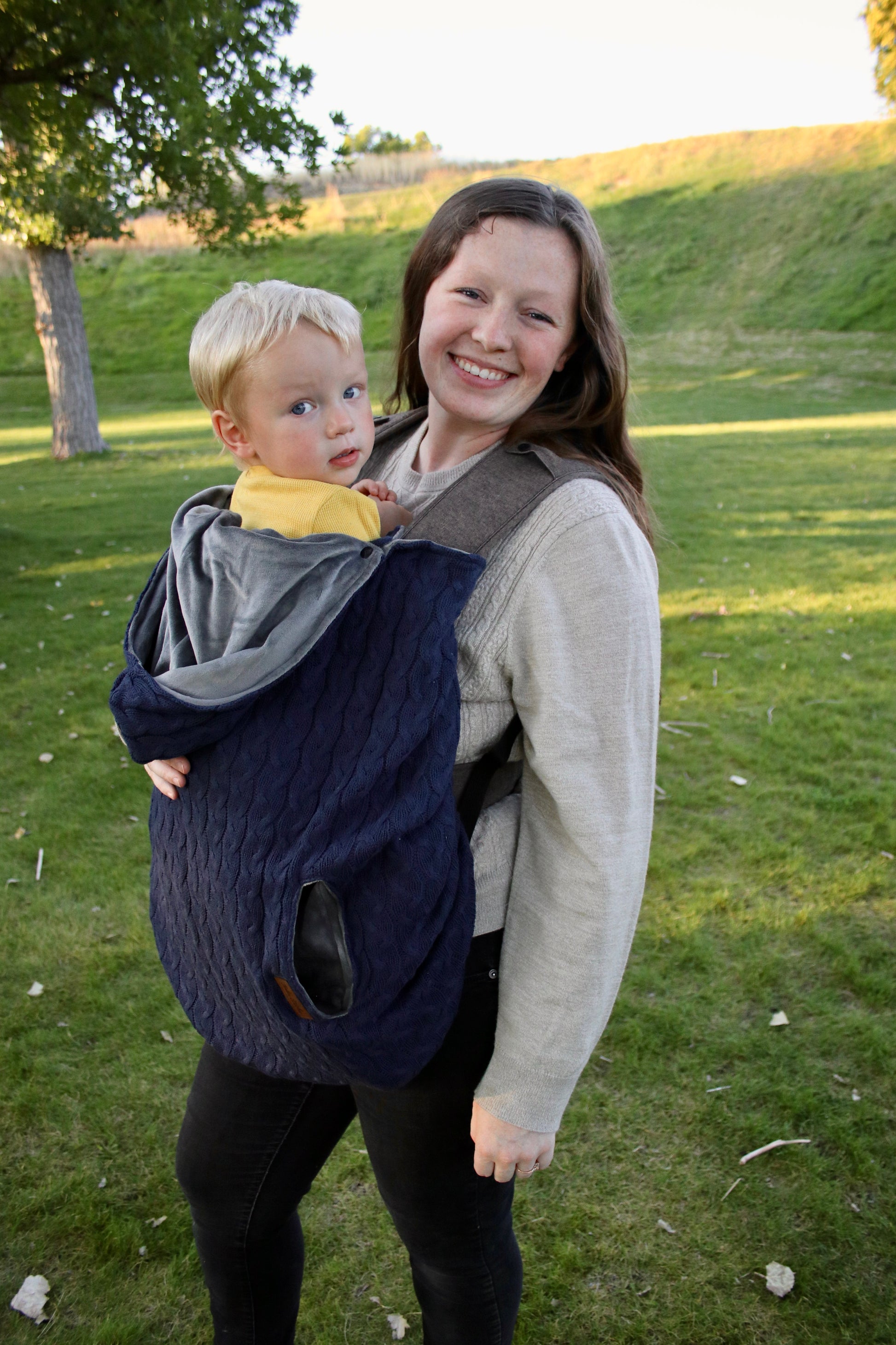 Blue Waffle - Sweater Knit Carrier Cover - Timber Stitches