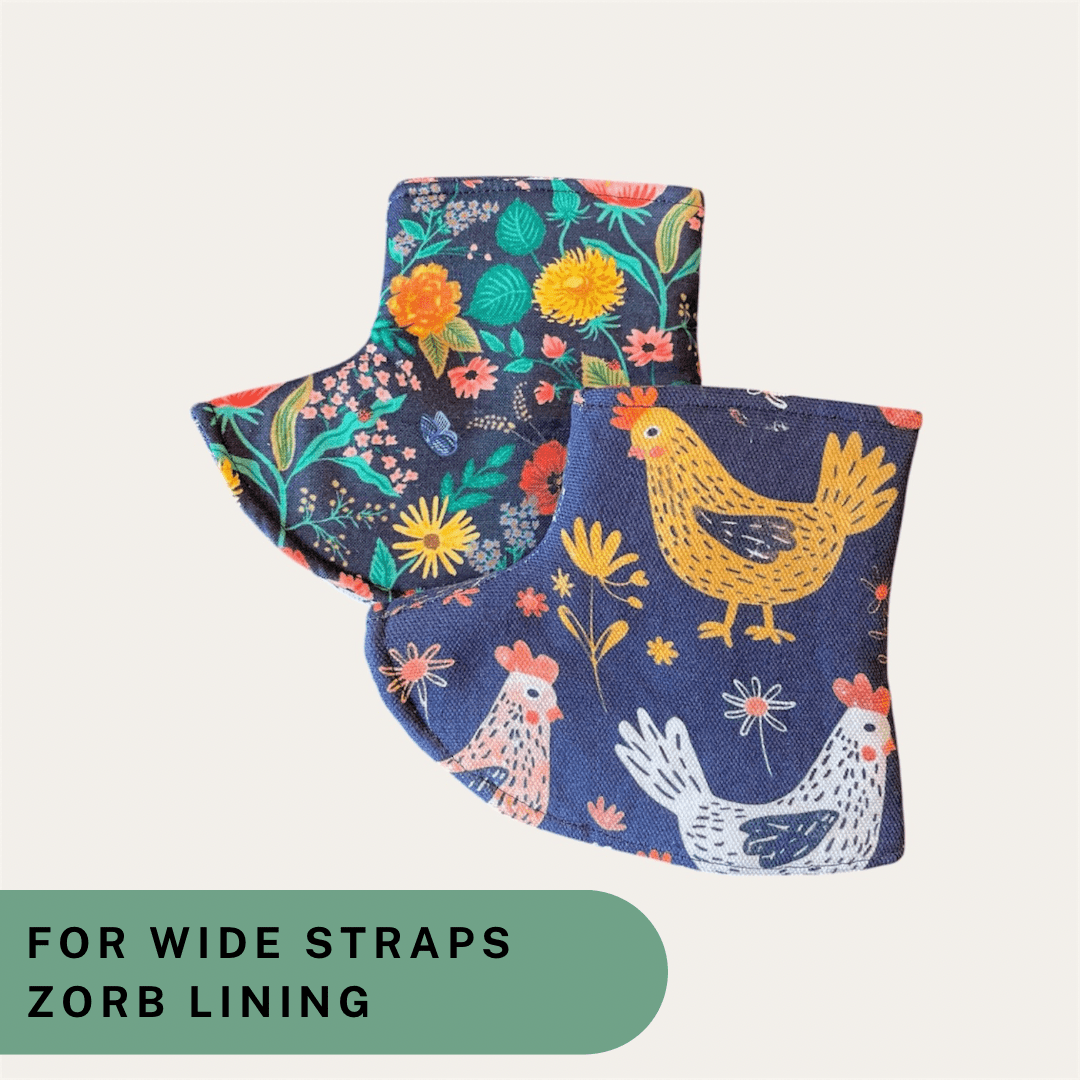 Chickens and Poppy Fields - Wide Strap Corner Covers with Zorb Lining RTS - Timber Stitches