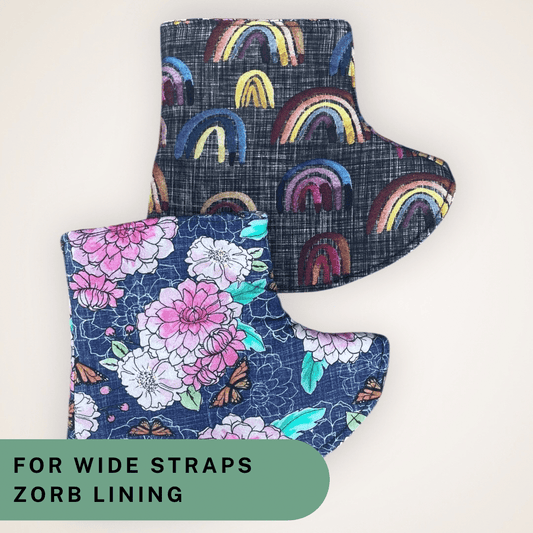 Dahlias and Rainbows - Organic Wide Strap Corner Covers with Zorb Lining RTS - Timber Stitches