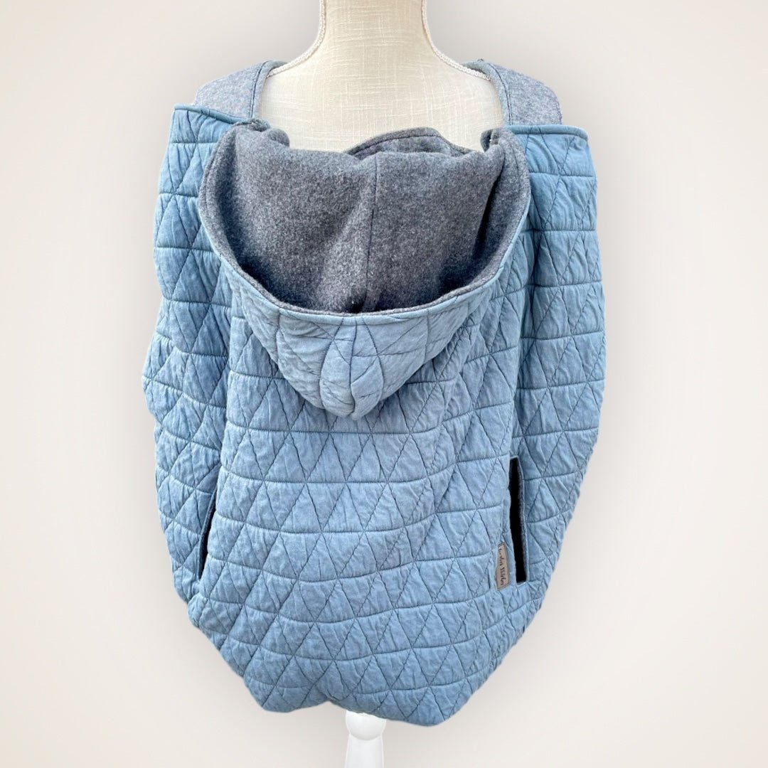 Denim Blue Quilted Triangles - Sweater Knit Carrier Cover - Timber Stitches