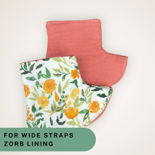 Floral and Orange Linen - Wide Strap Corner Covers with Zorb Lining RTS - Timber Stitches