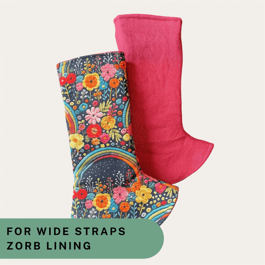 Floral Rainbow and Linen - Wide Strap Suck Pads with Zorb Lining RTS - Timber Stitches