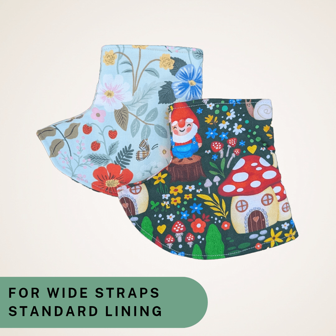 Gnomes and Strawberry Fields - Wide Strap Corner Covers with Standard Lining RTS - Timber Stitches