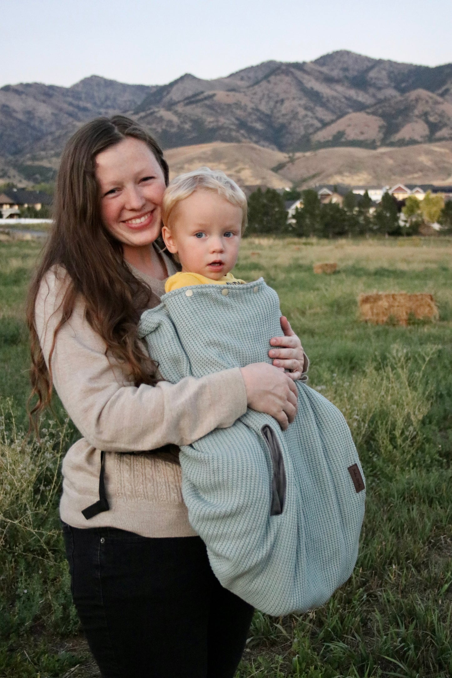 Gray Cable Knit - Sweater Knit Carrier Cover - Timber Stitches