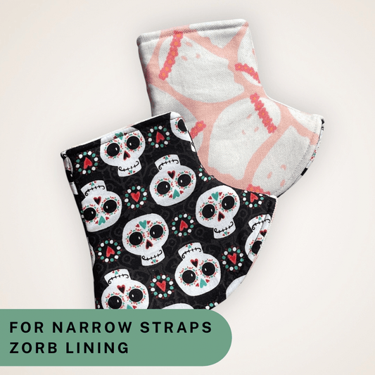 Halloween Sugar Skulls and Ghosts - Narrow Strap Corner Covers with Zorb Lining RTS - Timber Stitches