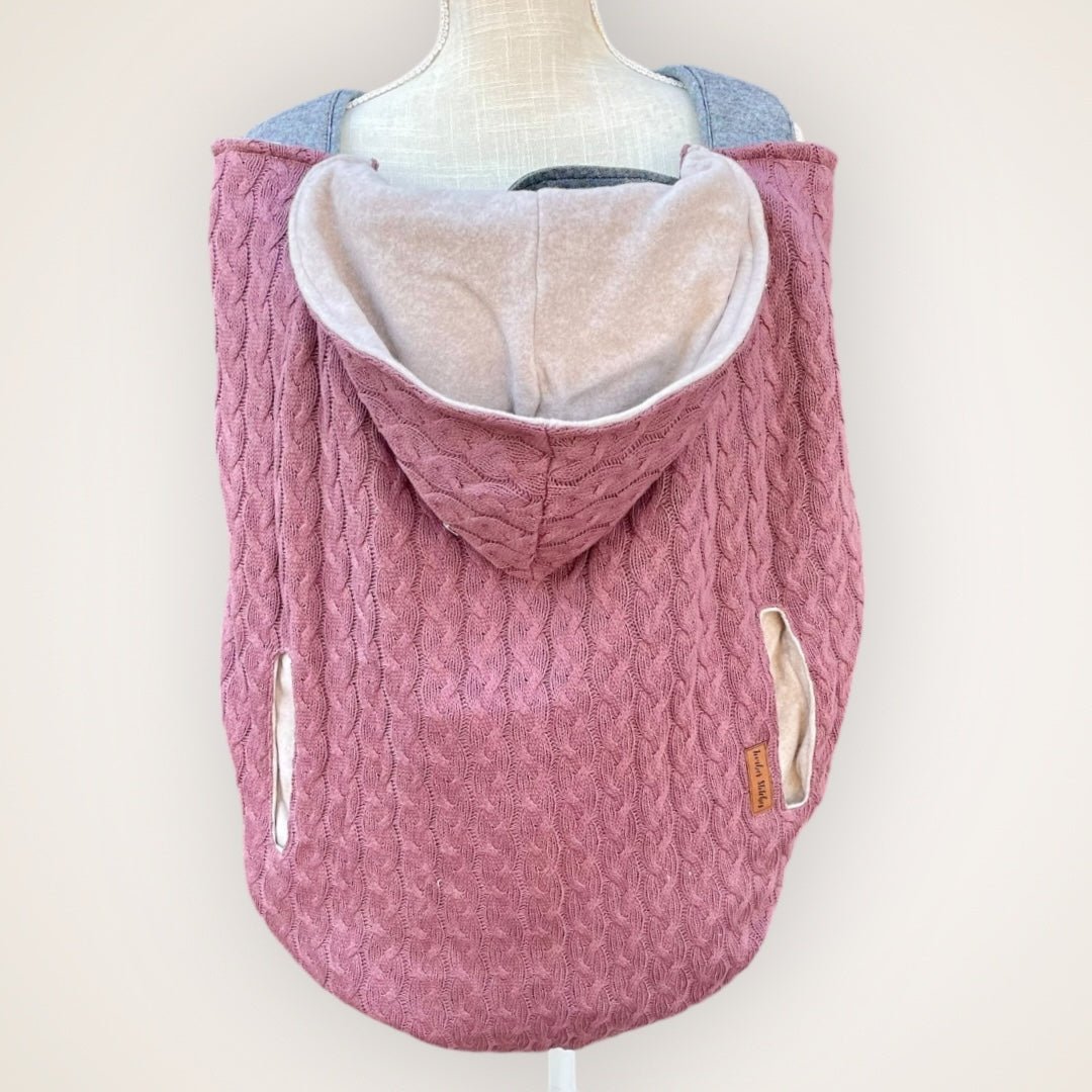 Mauve Cable Knitted - Sweater Knit Carrier Cover - Timber Stitches