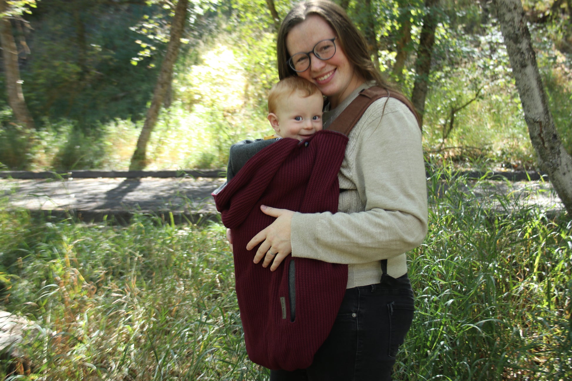Mauve Cable Knitted - Sweater Knit Carrier Cover - Timber Stitches