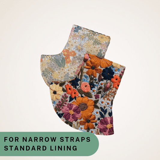 Mimi and Embroidery Floral - Narrow Strap Corner Covers with Standard Lining RTS - Timber Stitches