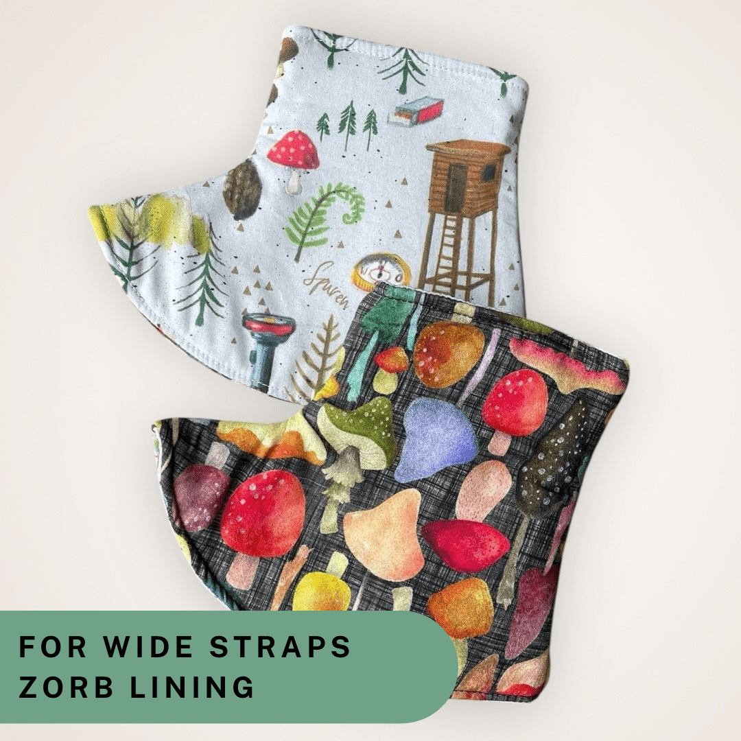 Mushrooms and Camping - Organic Wide Strap Corner Covers with Zorb Lining RTS - Timber Stitches