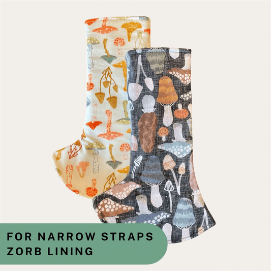 Mushrooms - Narrow Strap Suck Pads with Zorb Lining RTS - Timber Stitches