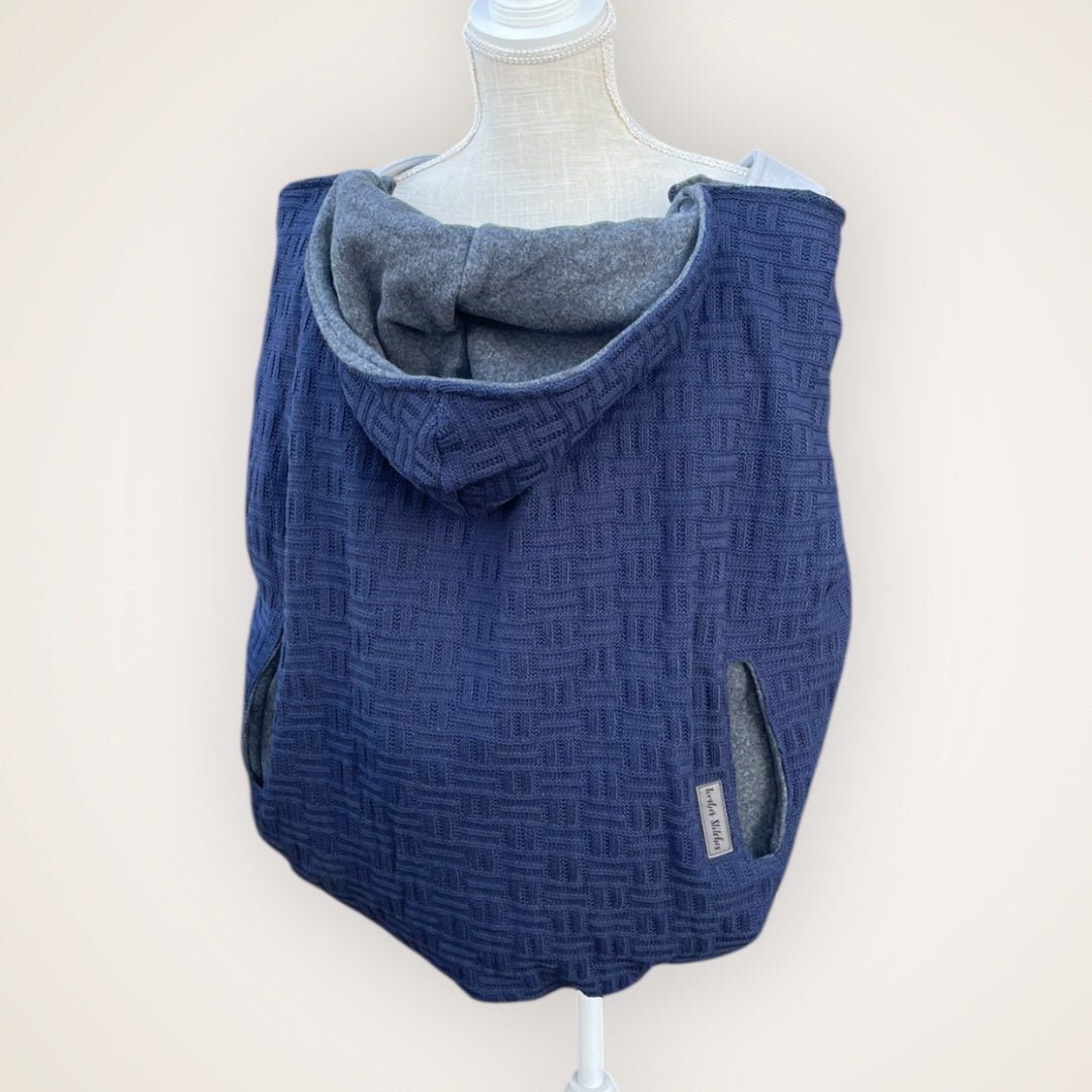Navy Check Knitted - Sweater Knit Carrier Cover - Timber Stitches