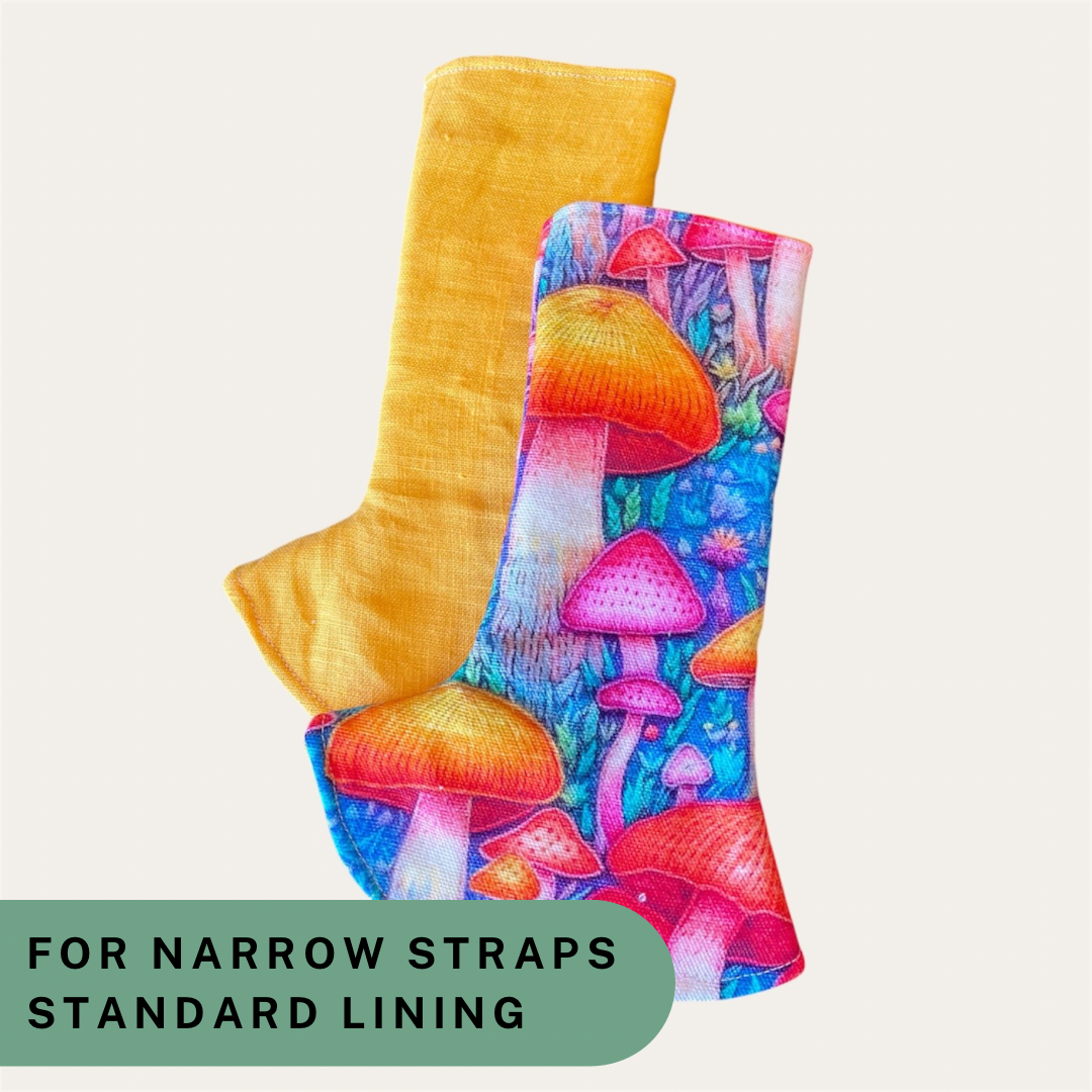 Neon Mushroom and Yellow Linen - Narrow Strap Suck Pads with Standard Lining RTS - Timber Stitches