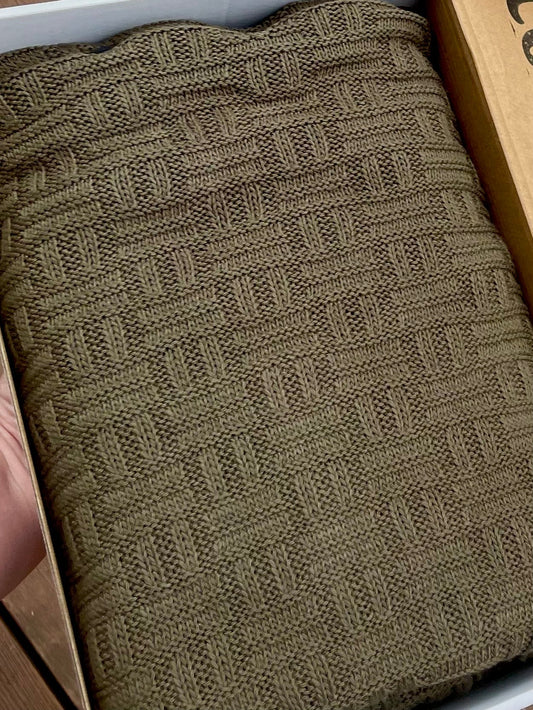 Olive Check Knitted - Sweater Knit Carrier Cover - Timber Stitches