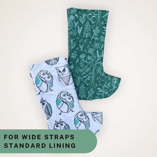Owls and Trees - Wide Strap Suck Pads with Standard Lining RTS - Timber Stitches