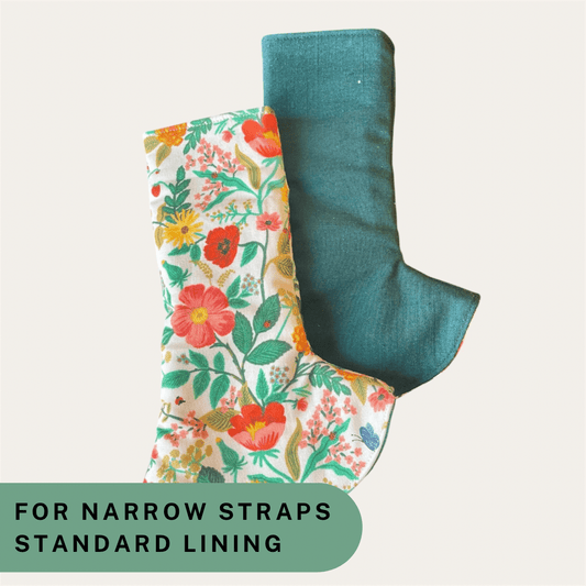 Poppy Fields and Green Linen - Narrow Strap Suck Pads with Standard Lining RTS - Timber Stitches