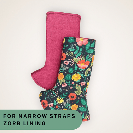 Poppy Fields and Green Linen - Narrow Strap Suck Pads with Zorb Lining RTS - Timber Stitches