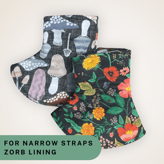 Poppy Fields and Mushrooms - Narrow Strap Corner Covers with Zorb Lining RTS - Timber Stitches