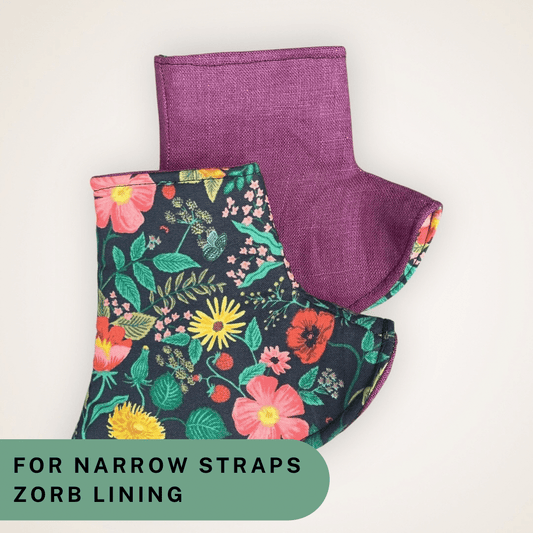 Poppy Fields and Plum Linen - Narrow Strap Corner Covers with Zorb Lining RTS - Timber Stitches