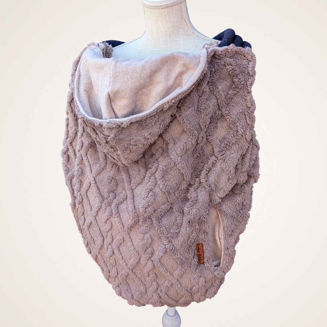Tan Fluffy Cable - Sweater Knit Carrier Cover