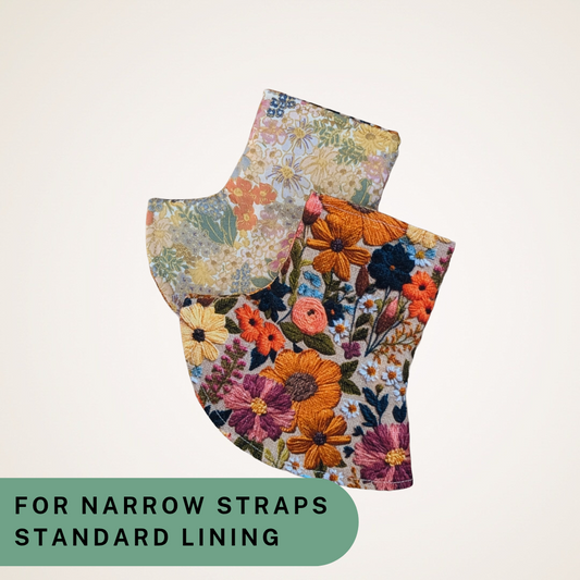 Mimi and Embroidery Floral - Narrow Strap Corner Covers with Standard Lining RTS