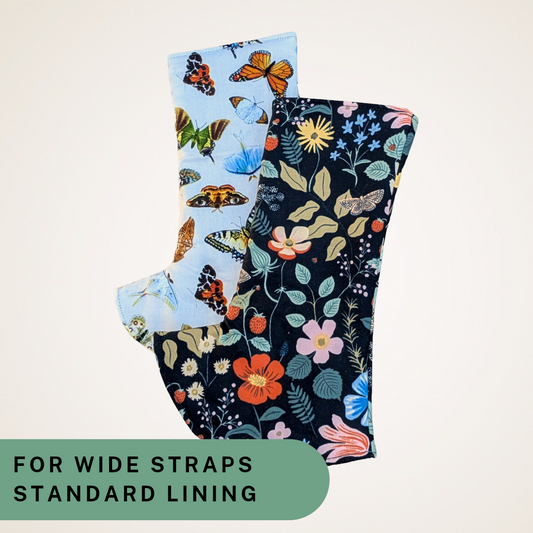 Strawberry Fields and Butterflies - Wide Strap Suck Pads with Standard Lining RTS