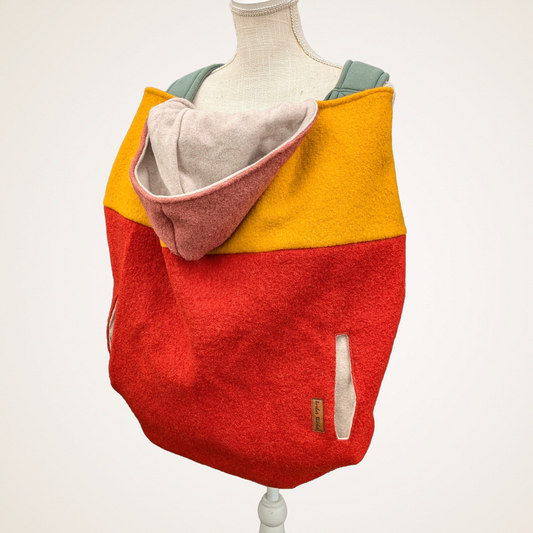 Rust, Yellow, & Rose Colorblock - Boiled Wool Carrier Cover