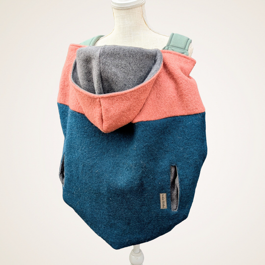 Teal & Rose Colorblock - Boiled Wool Carrier Cover