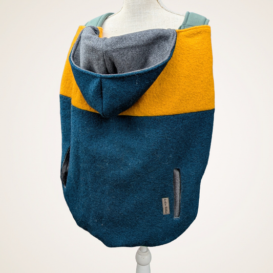 Yellow & Teal Colorblock - Boiled Wool Carrier Cover