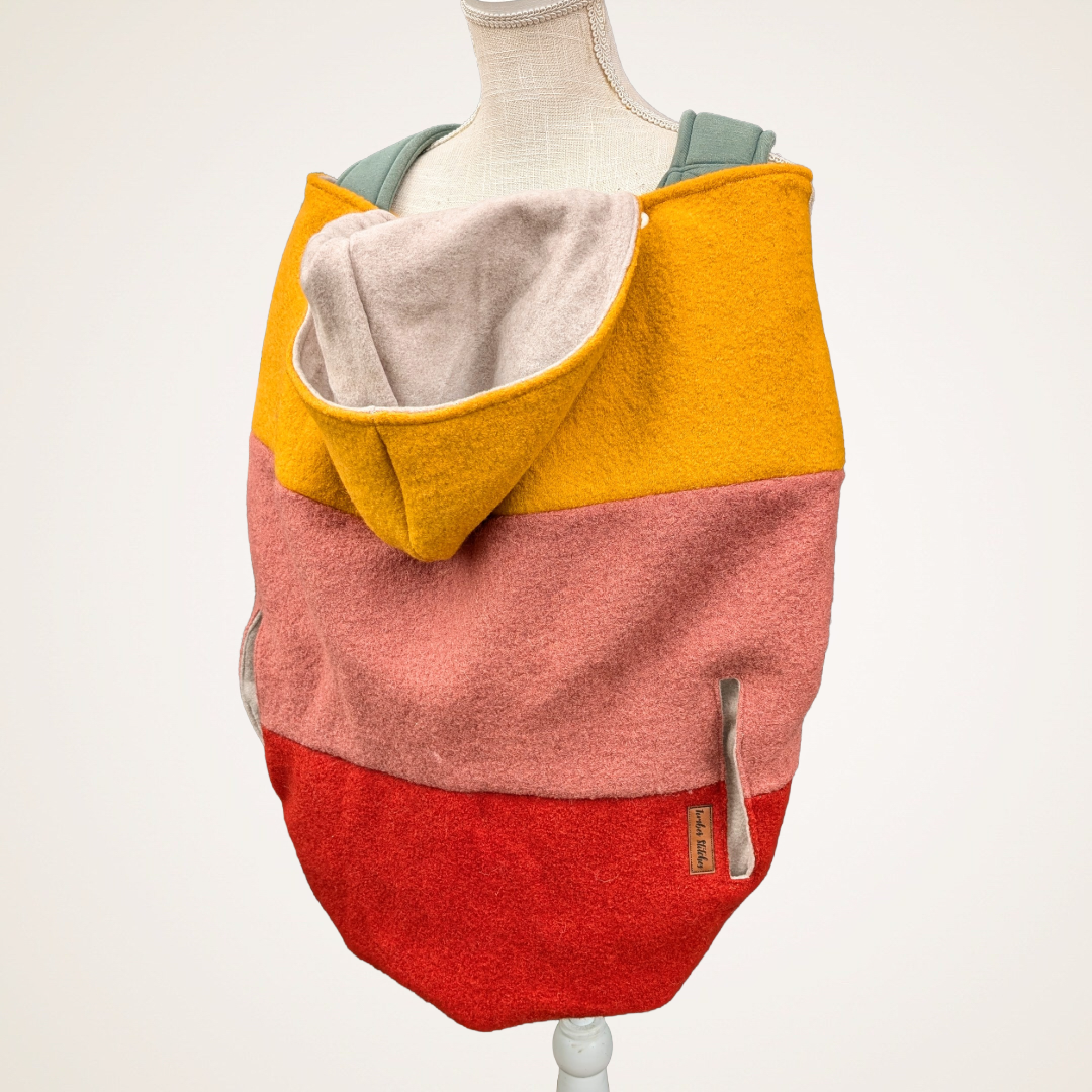 Yellow, Rose, & Rust Colorblock - Boiled Wool Carrier Cover