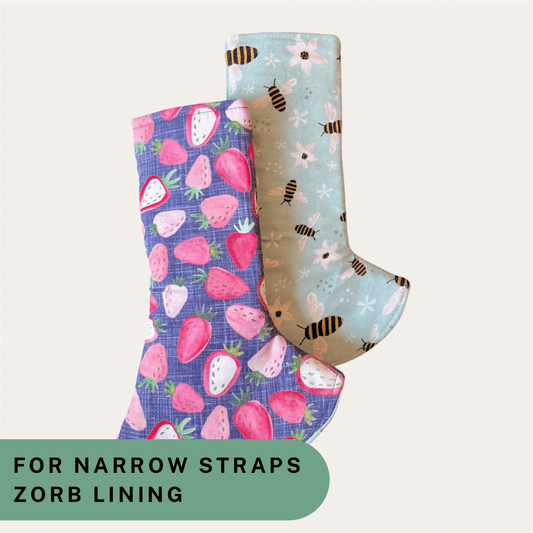 Strawberries and Bees - Narrow Strap Suck Pads with Zorb Lining RTS - Timber Stitches