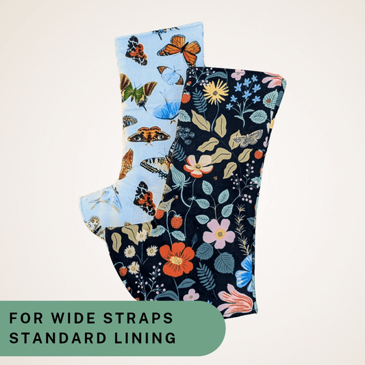 Strawberry Fields and Butterflies - Wide Strap Suck Pads with Standard Lining RTS - Timber Stitches