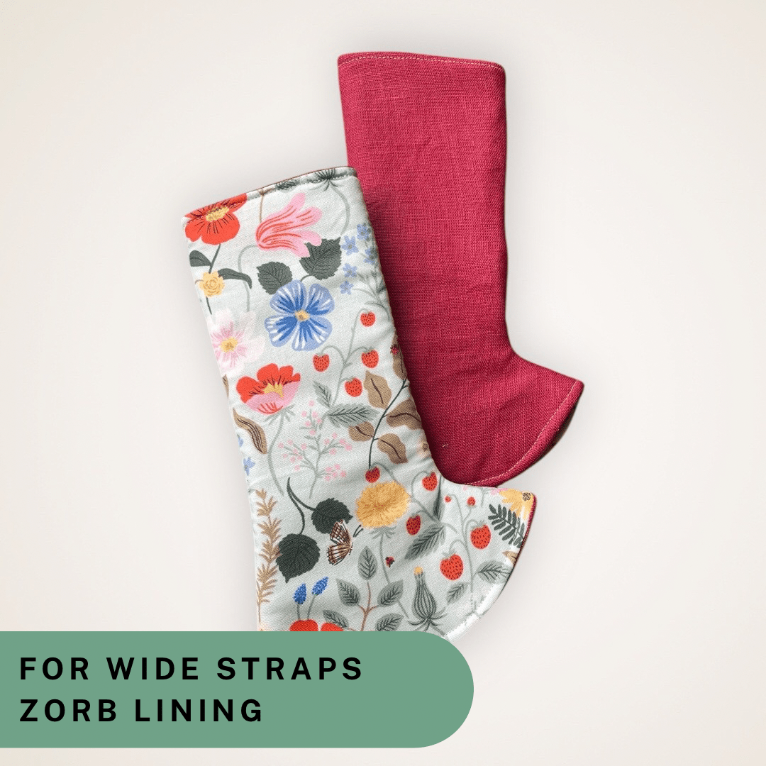 Strawberry Fields and Red Linen - Wide Strap Suck Pads with Zorb Lining RTS - Timber Stitches