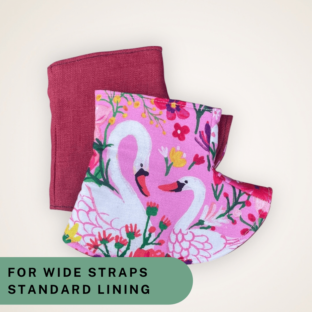Swans and Red Linen - Wide Strap Corner Covers with Standard Lining RTS - Timber Stitches