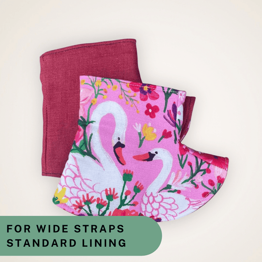 Swans and Red Linen - Wide Strap Corner Covers with Standard Lining RTS - Timber Stitches
