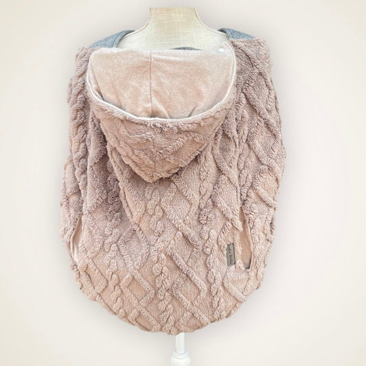 Taupe Fluffy Cable - Sweater Knit Carrier Cover - Timber Stitches