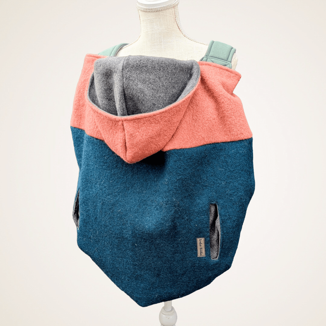 Teal & Rose Colorblock - Boiled Wool Carrier Cover - Timber Stitches