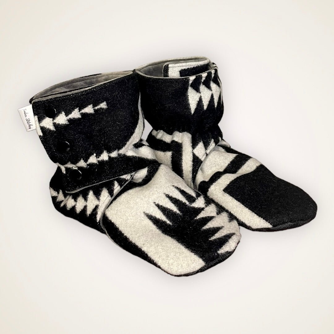 Wool Wrap Booties - Adult Sized with 9.5” Soles - Timber Stitches